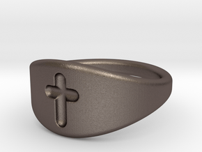 Cross ring A (US sizes 1.5 – 5.5) in Polished Bronzed Silver Steel: 3.25 / 44.625