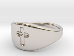 Cross ring A (US sizes 1.5 – 5.5) in Rhodium Plated Brass: 3.25 / 44.625