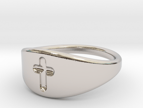 Cross ring A (US sizes 5.75 – 9.75) in Platinum: 5.75 / 50.875