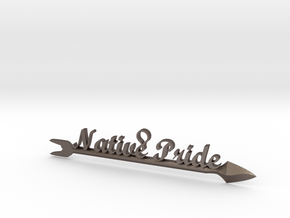 Native Pride Arrow 4 Inch Pendant in Polished Bronzed Silver Steel