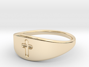 Cross ring A (US sizes 10 – 13) in 14K Yellow Gold: 10 / 61.5