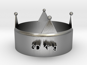 3D King Crown in Natural Silver