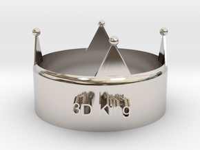 3D King Crown in Rhodium Plated Brass