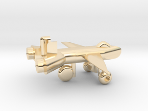 Jet w/ landing gear in 14k Gold Plated Brass