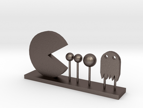 Pacman and Ghost in Polished Bronzed Silver Steel