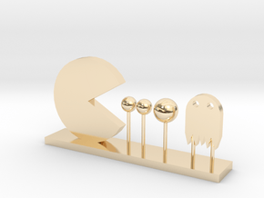 Pacman and Ghost in 14k Gold Plated Brass