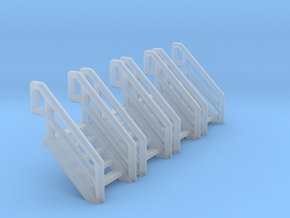 Z Scale Industrial Stairs 5 (4pc) in Smooth Fine Detail Plastic