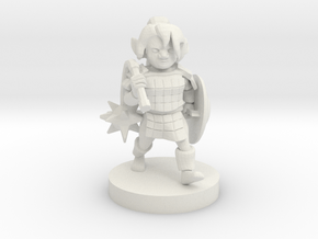 Gnome Female Paladin with Flail in White Natural Versatile Plastic