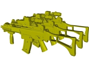 1/48 scale Heckler & Koch G-36C rifles x 3 in Tan Fine Detail Plastic