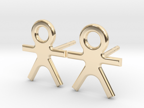 Human - Medium Stud Earrings with Post. in 14k Gold Plated Brass