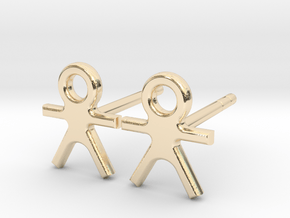 Human - Small Stud Earrings with Post. in 14K Yellow Gold