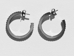 Ingranaggi Hoop Earrings  in Rhodium Plated Brass