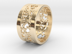 Ring Ornamental Plants V2 size 20mm in 14K Yellow Gold