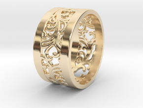 Ring Ornamental Plants V2 size 20mm in 14k Gold Plated Brass