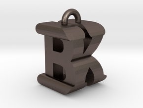3D-Initial-BK in Polished Bronzed Silver Steel