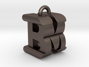 3D-Initial-BM in Polished Bronzed Silver Steel