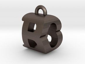 3D-Initial-BO in Polished Bronzed Silver Steel