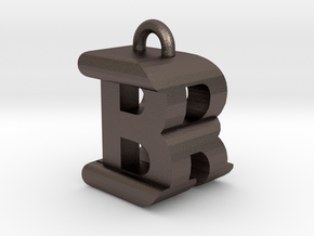 3D-Initial-BR in Polished Bronzed Silver Steel