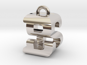 3D-Initial-BS in Rhodium Plated Brass