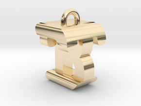 3D-Initial-BT in 14k Gold Plated Brass