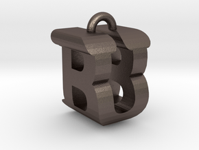 3D-Initial-BU in Polished Bronzed Silver Steel