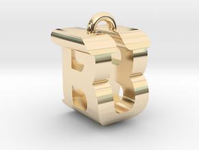 3D-Initial-BU in 14k Gold Plated Brass
