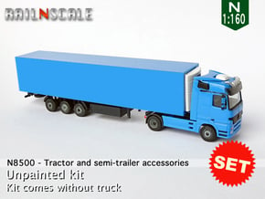 SET Tractor and semi-trailer accessories (N 1:160) in Gray Fine Detail Plastic