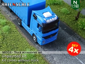 SET 4x Truck accessories (N 1:160) in Tan Fine Detail Plastic