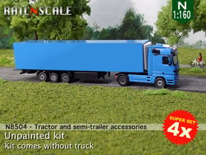 SUPER SET 4x Tractor and semi-trailer accessories  in Tan Fine Detail Plastic