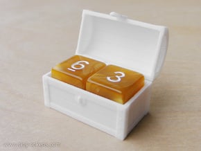 Double MTG Treasure Chest Token (16 mm dice chest) in White Processed Versatile Plastic