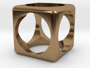Cube in Natural Brass: 6mm