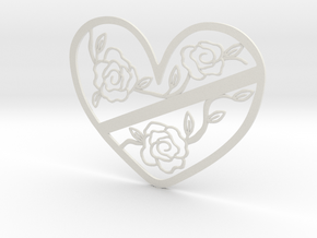 Heart with Roses in White Natural Versatile Plastic