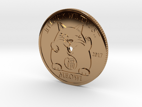 Lucky Cat Coin in Polished Brass
