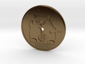 Lucky Cat Coin in Polished Bronze