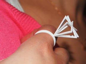 Ring With Pyramid size 9 in White Processed Versatile Plastic