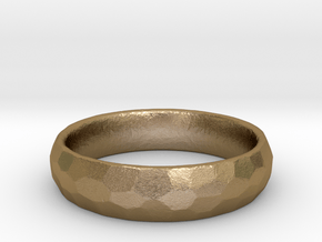 Beaten Ring 03 - Size 9 - 5.25mm wide in Polished Gold Steel