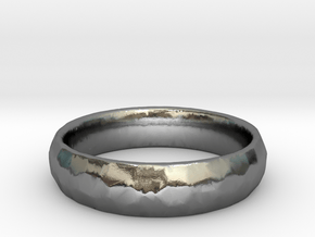 Beaten Ring 03 - Size 9 - 5.25mm wide in Polished Silver