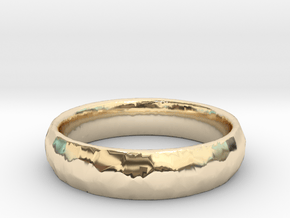 Beaten Ring 03 - Size 9 - 5.25mm wide in 14k Gold Plated Brass