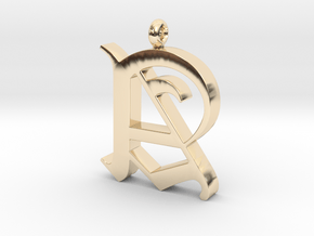 Pendant Old Letter A in 14k Gold Plated Brass
