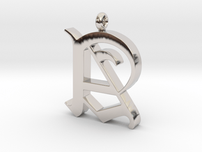 Pendant Old Letter A in Rhodium Plated Brass