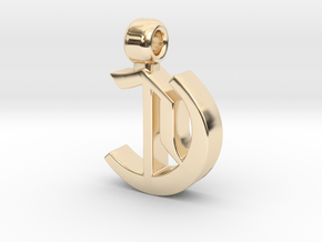 pendant Old Letter C in 14K Yellow Gold
