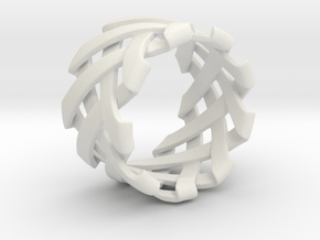 Braid Ring size 20mm in White Natural Versatile Plastic