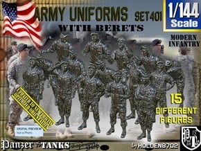 1/144 Modern Uniforms Berets Set401 in Tan Fine Detail Plastic