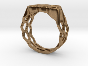 Double Hex Ring, Tapered, Size 8 in Natural Brass