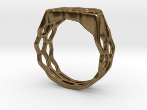 Double Hex Ring, Tapered, Size 8 in Natural Bronze