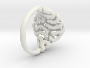 Reaction Diffusion Ring Nr. 6 (Size 56) in White Natural Versatile Plastic