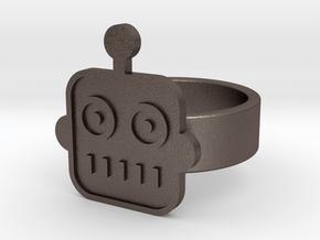 Robot Ring in Polished Bronzed Silver Steel: 8 / 56.75