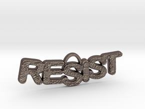 RESIST Texture Small Pendant in Polished Bronzed Silver Steel