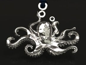 Octopus pendant in Natural Silver