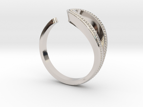 Beaded Loop Ring with Open Shank in Rhodium Plated Brass